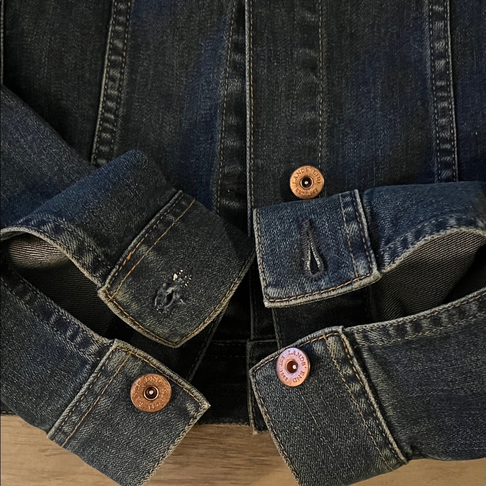 Lands' End Dark Blue Denim Jacket - Picture 4 of 6